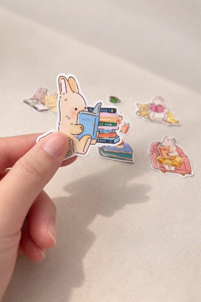 Bunny Reading Stickers (9 pieces)