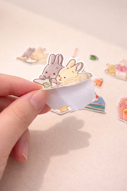 Bunny Reading Stickers (9 pieces)